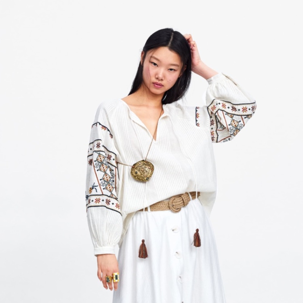Zara embroidered blouse